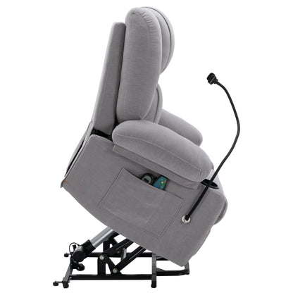 Electric Lift Recliner with Massage, Heating, Cup Holders & 360° Swivel Phone Stand, Adjustable Recline