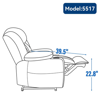 Electric Lift Recliner with Targeted Massage, Lumbar Heating, Dual USB Charging, and Stainless Steel Cup Holders
