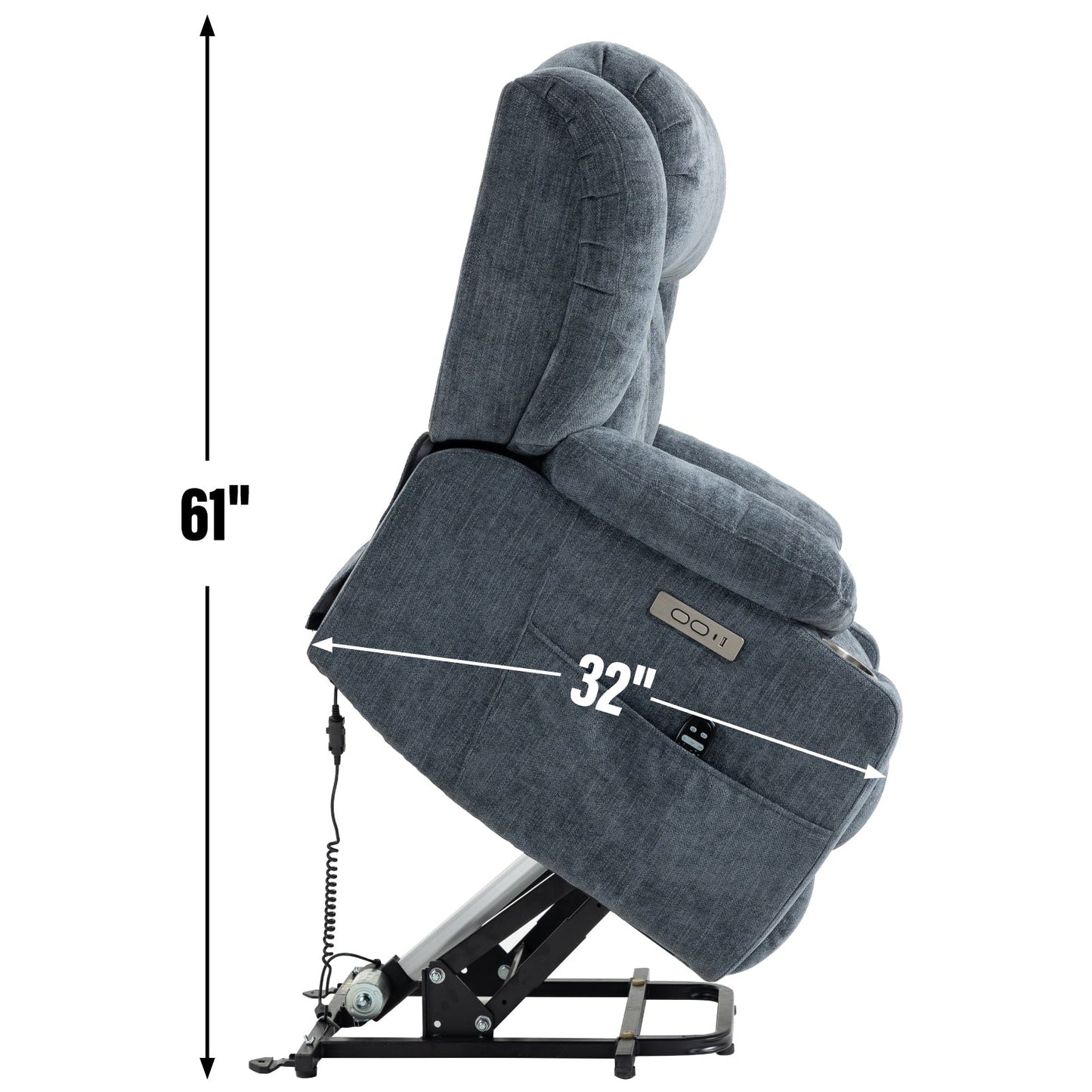 Electric Lift Recliner with Targeted Massage, Lumbar Heating, Dual USB Charging, and Stainless Steel Cup Holders