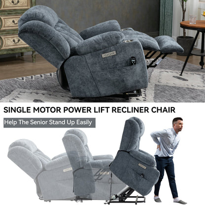 Electric Lift Recliner with Targeted Massage, Lumbar Heating, Dual USB Charging, and Stainless Steel Cup Holders
