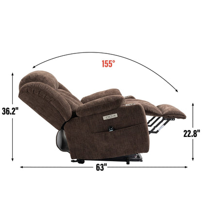 Electric Lift Recliner with Targeted Massage, Lumbar Heating, Dual USB Charging, and Stainless Steel Cup Holders