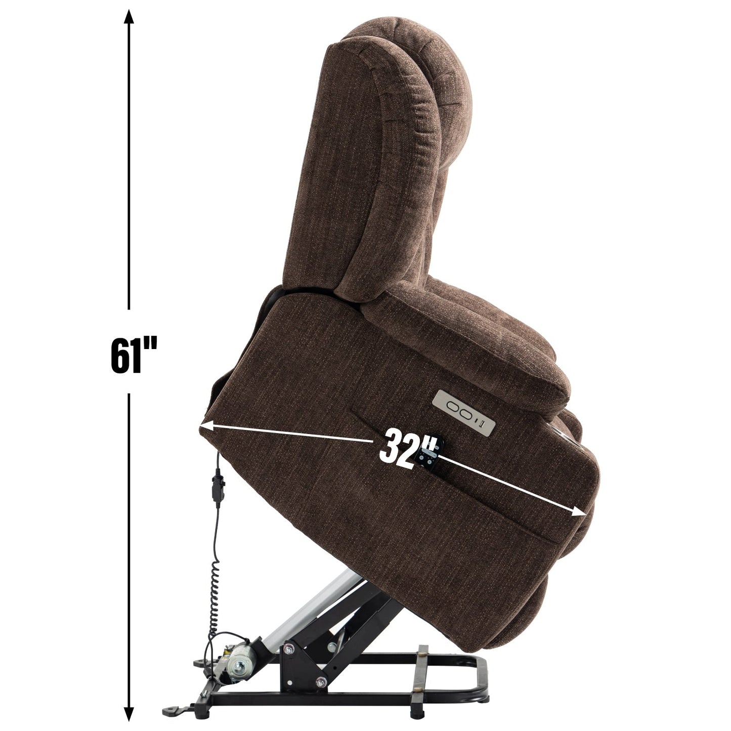 Electric Lift Recliner with Targeted Massage, Lumbar Heating, Dual USB Charging, and Stainless Steel Cup Holders