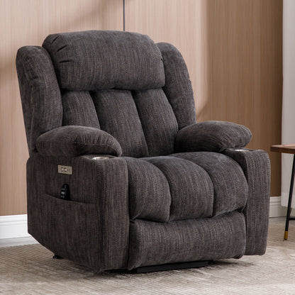 Electric Lift Recliner with Targeted Massage, Lumbar Heating, Dual USB Charging, and Stainless Steel Cup Holders