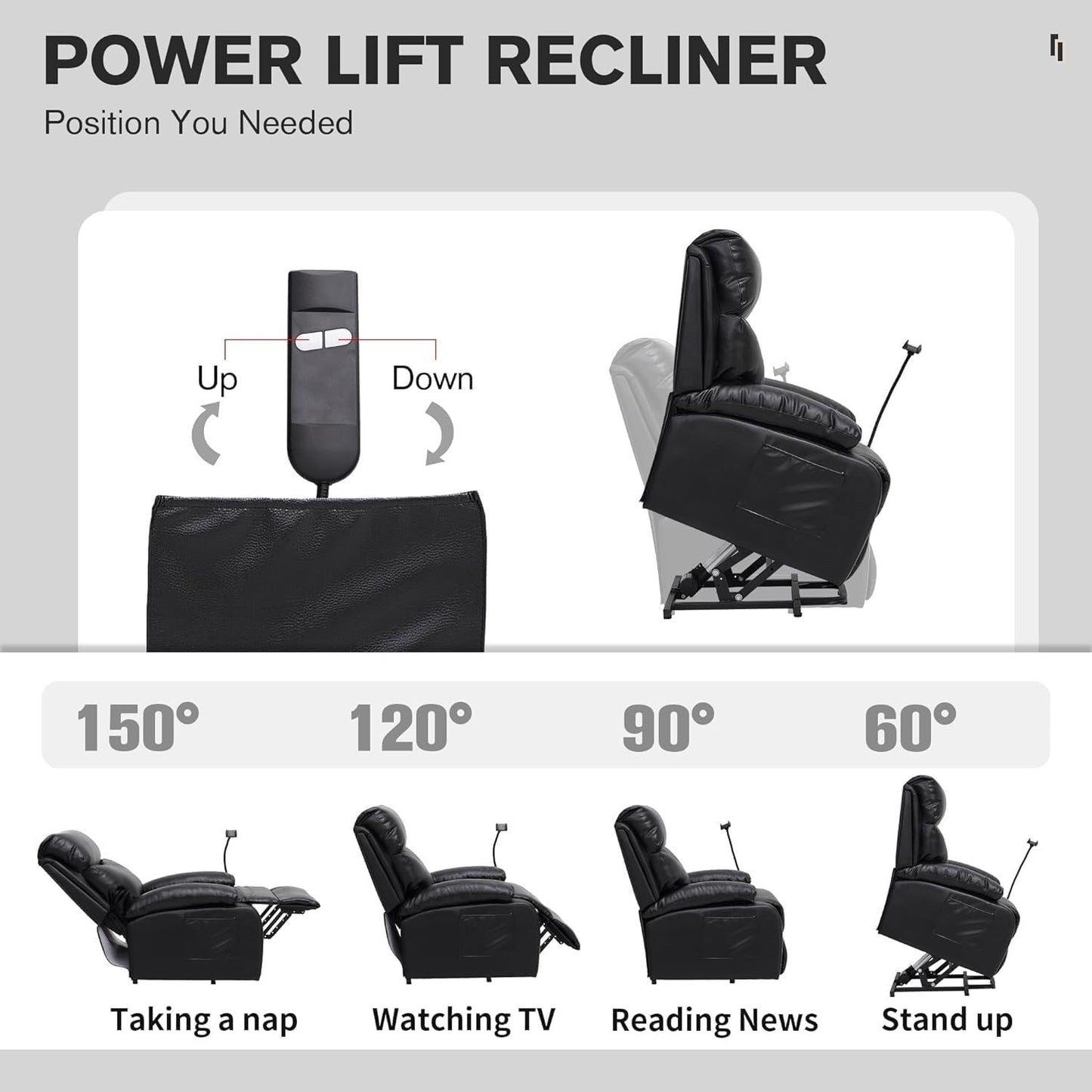Electric Lift Recliner, Power Lift Recliner Chair with Waterproof Fabric
