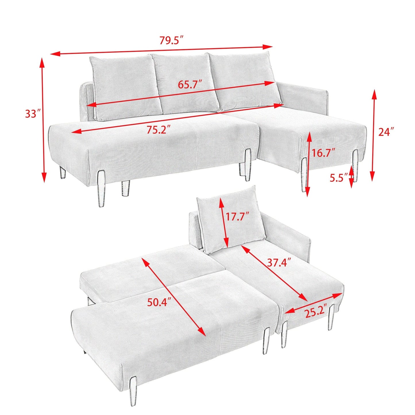 Elegant 79.50-Inch Velvet Sofa - Spacious Love Seat with Metal Trim and 3 Pillows for Modern Spaces