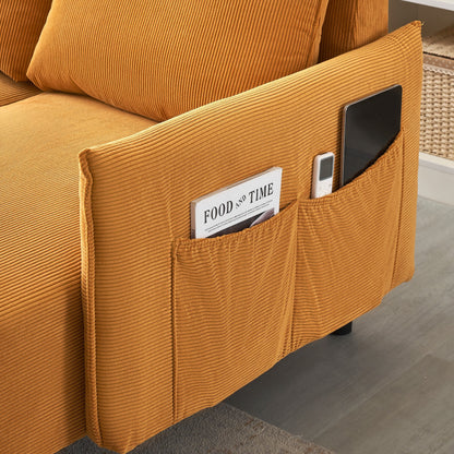 Elegant 79.50-Inch Velvet Sofa - Spacious Love Seat with Metal Trim and 3 Pillows for Modern Spaces