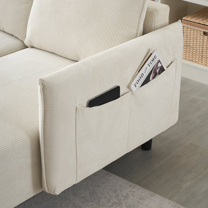 Elegant 79.50-Inch Velvet Sofa - Spacious Love Seat with Metal Trim and 3 Pillows for Modern Spaces