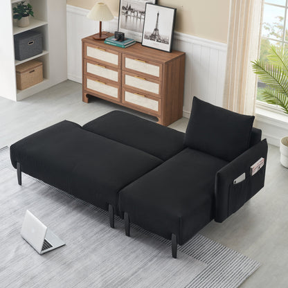 Elegant 79.50-Inch Velvet Sofa - Spacious Love Seat with Metal Trim and 3 Pillows for Modern Spaces