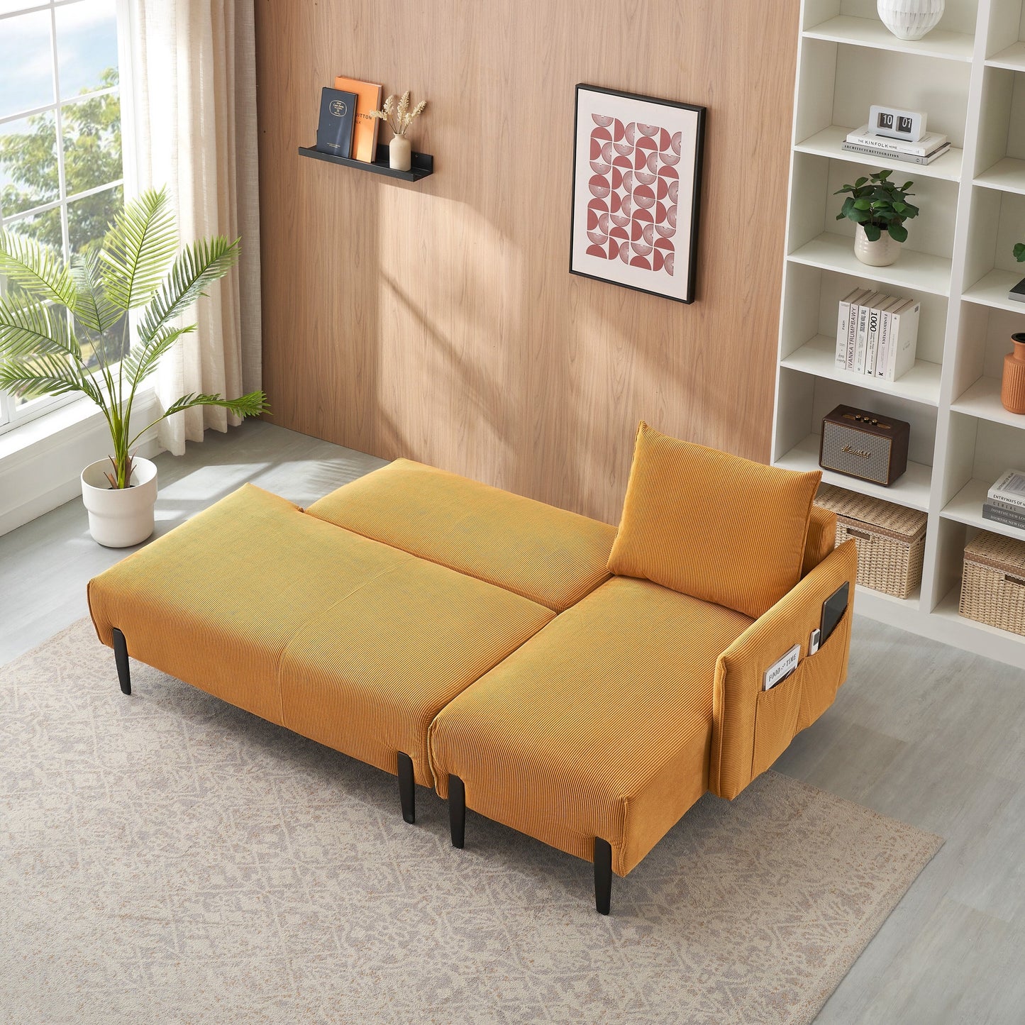 Elegant 79.50-Inch Velvet Sofa - Spacious Love Seat with Metal Trim and 3 Pillows for Modern Spaces