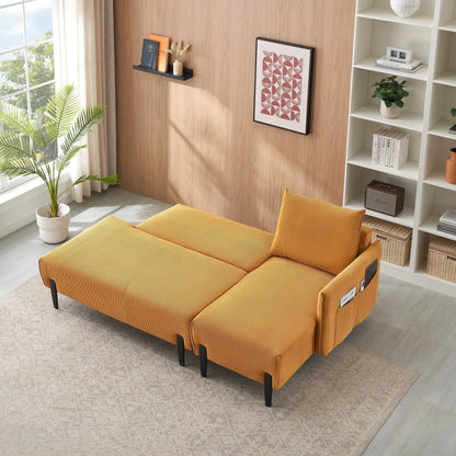 Elegant 79.50-Inch Velvet Sofa - Spacious Love Seat with Metal Trim and 3 Pillows for Modern Spaces