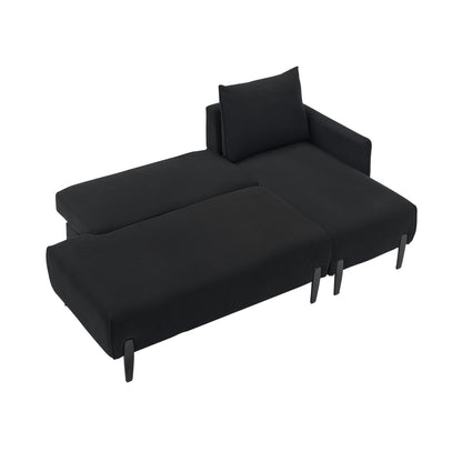 Elegant 79.50-Inch Velvet Sofa - Spacious Love Seat with Metal Trim and 3 Pillows for Modern Spaces
