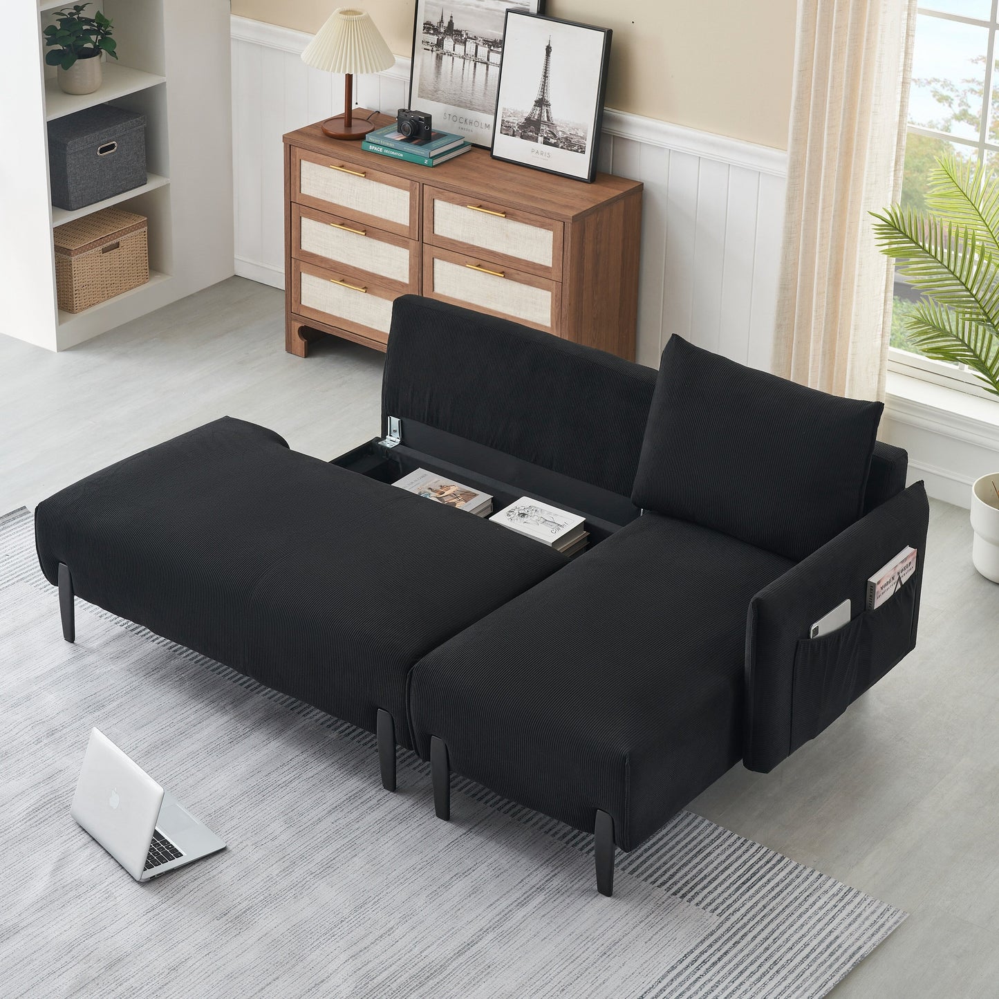 Elegant 79.50-Inch Velvet Sofa - Spacious Love Seat with Metal Trim and 3 Pillows for Modern Spaces