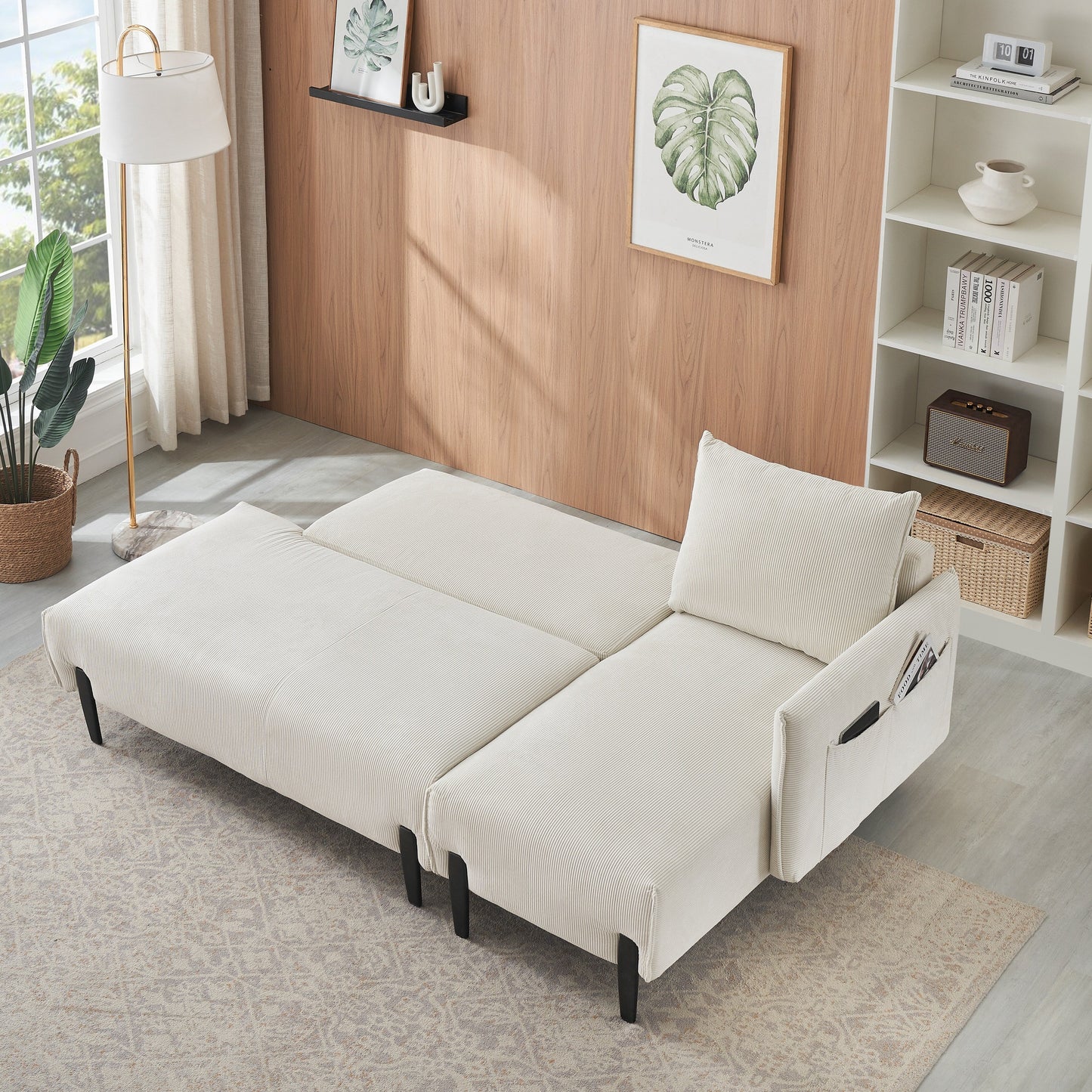 Elegant 79.50-Inch Velvet Sofa - Spacious Love Seat with Metal Trim and 3 Pillows for Modern Spaces