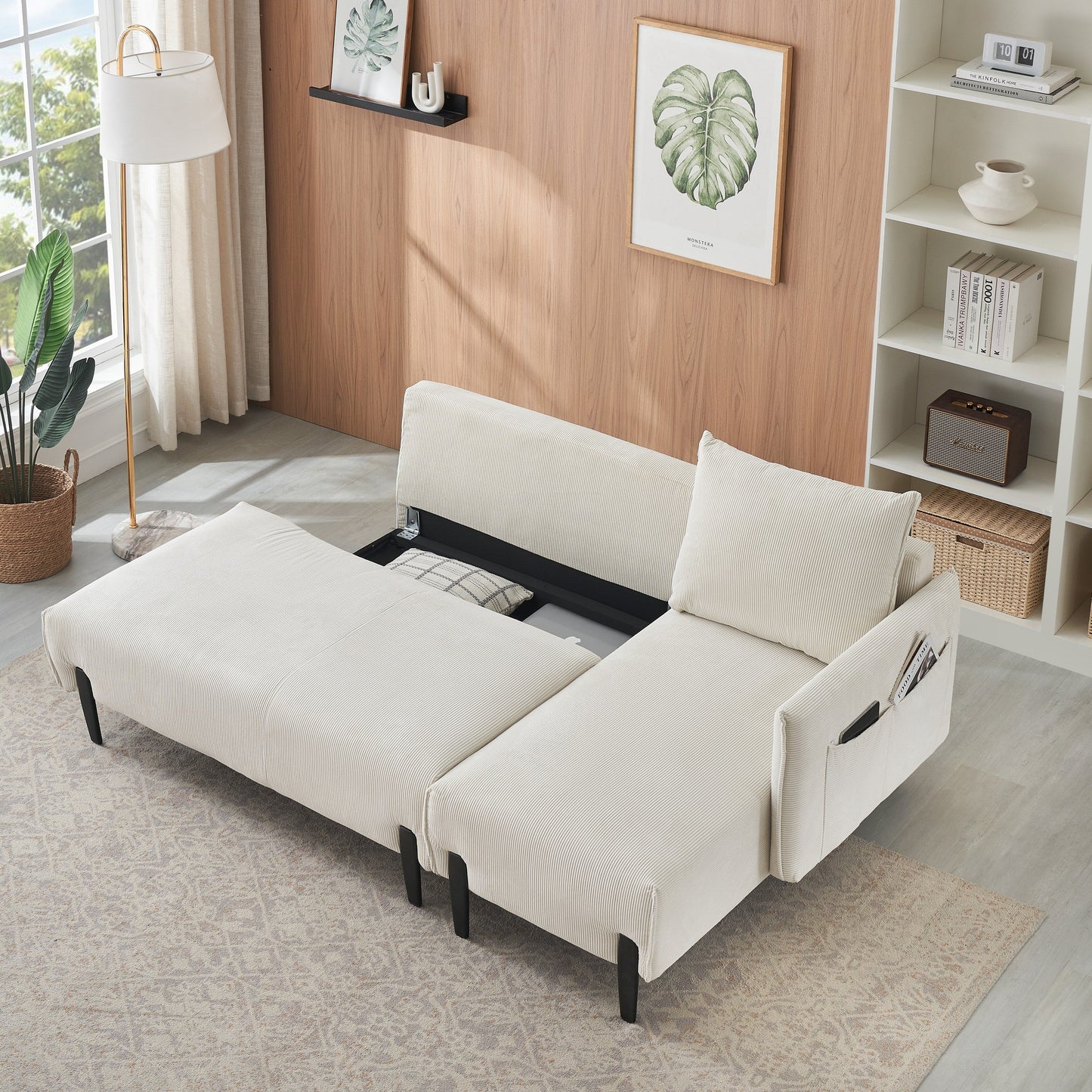 Elegant 79.50-Inch Velvet Sofa - Spacious Love Seat with Metal Trim and 3 Pillows for Modern Spaces