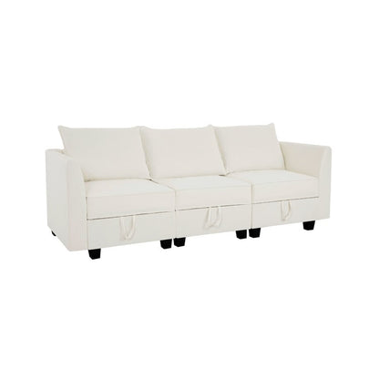 Modular 3 Piece Sofa with Soft Comfortable Seating Linen Sofa Couch with Sturdy Wooden Frame Ideal for Small Spaces
