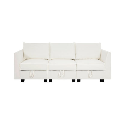 Modular 3 Piece Sofa with Soft Comfortable Seating Linen Sofa Couch with Sturdy Wooden Frame Ideal for Small Spaces