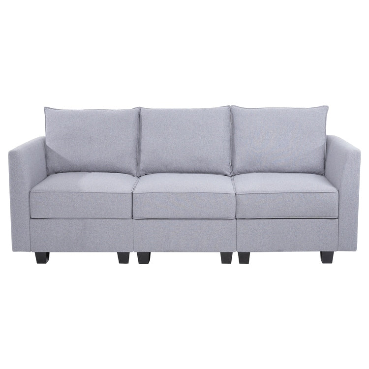 Modular 3 Piece Sofa with Soft Comfortable Seating Linen Sofa Couch with Sturdy Wooden Frame Ideal for Small Spaces