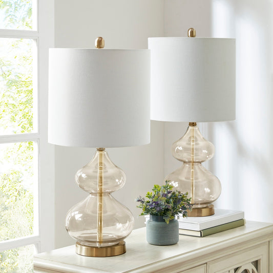 Ellipse Curved Gourd Glass Table Lamp, Set of 2