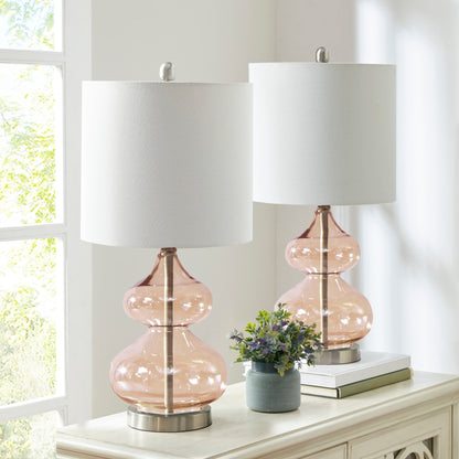 Ellipse Curved Gourd Glass Table Lamp, Set of 2