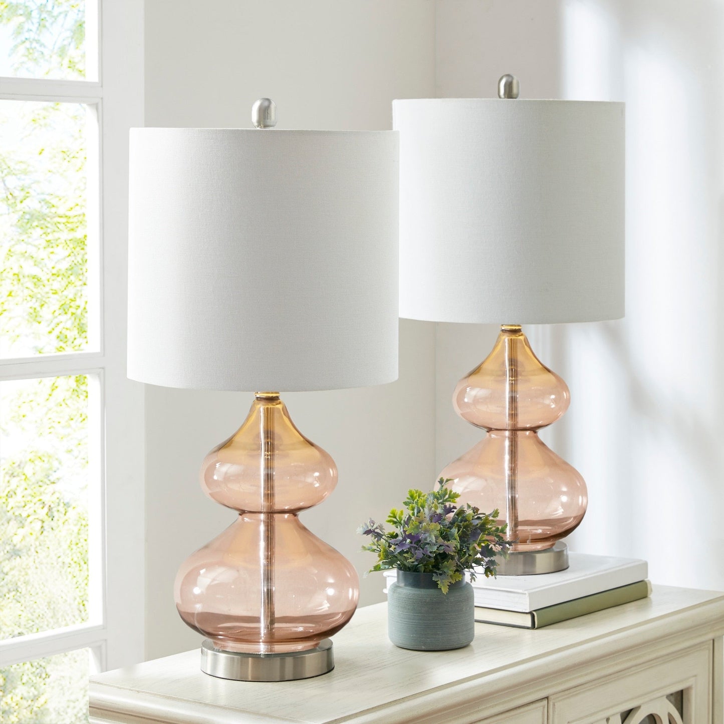 Ellipse Curved Gourd Glass Table Lamp, Set of 2