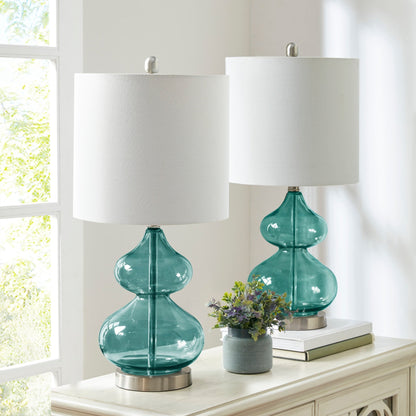 Ellipse Curved Gourd Glass Table Lamp, Set of 2