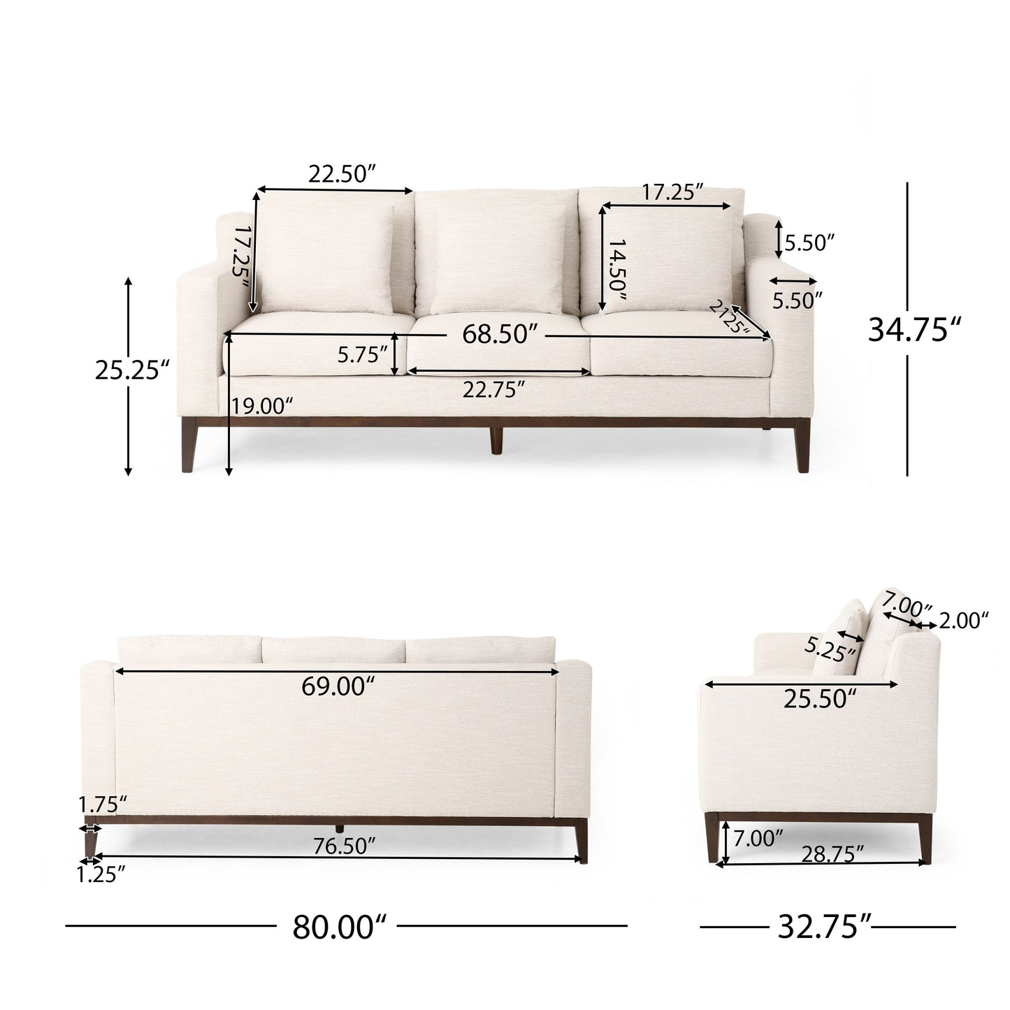 Elliston Fabric Contemporary 3-seater Sofa with Accent Pillows by Christopher Knight Home
