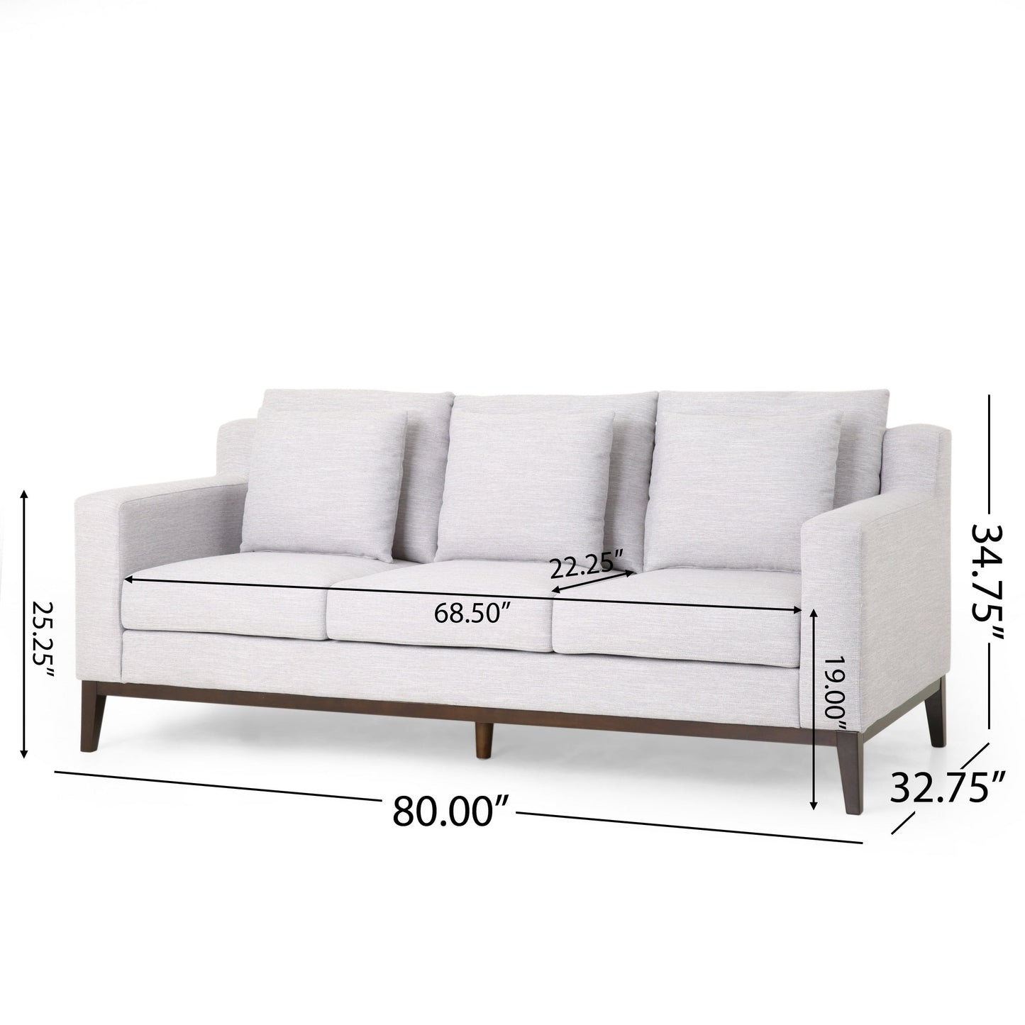 Elliston Fabric Contemporary 3-seater Sofa with Accent Pillows by Christopher Knight Home