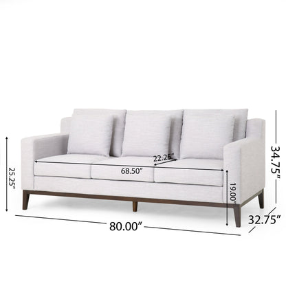 Elliston Fabric Contemporary 3-seater Sofa with Accent Pillows by Christopher Knight Home