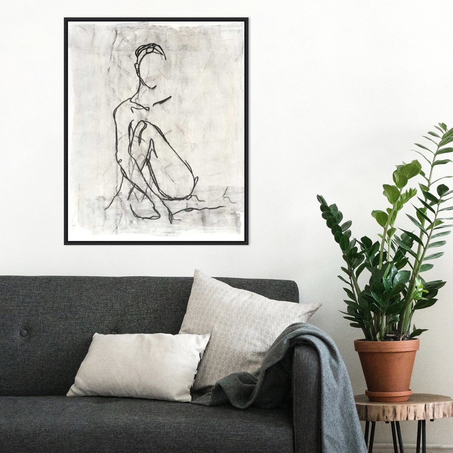 Embellished Nude Contour Sketch II by Ethan Harper Framed Canvas Wall Art Print