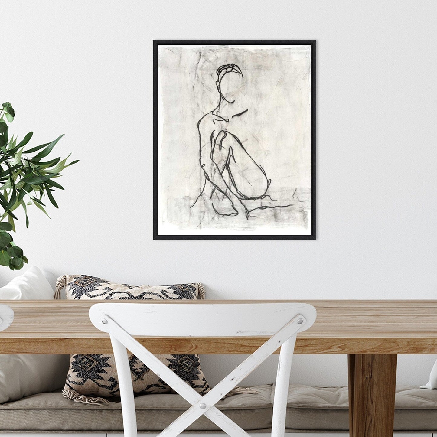 Embellished Nude Contour Sketch II by Ethan Harper Framed Canvas Wall Art Print