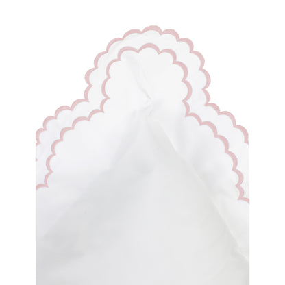 Embroidered Percale Crisp Cotton Double Scallopier Duvet Set and Sham