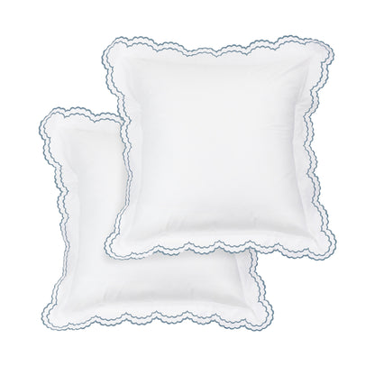Embroidered Percale Crisp Cotton Double Scallopier Duvet Set and Sham