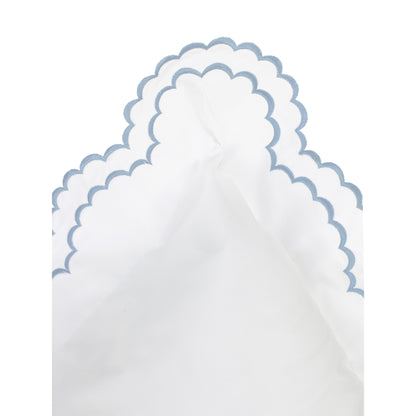 Embroidered Percale Crisp Cotton Double Scallopier Duvet Set and Sham