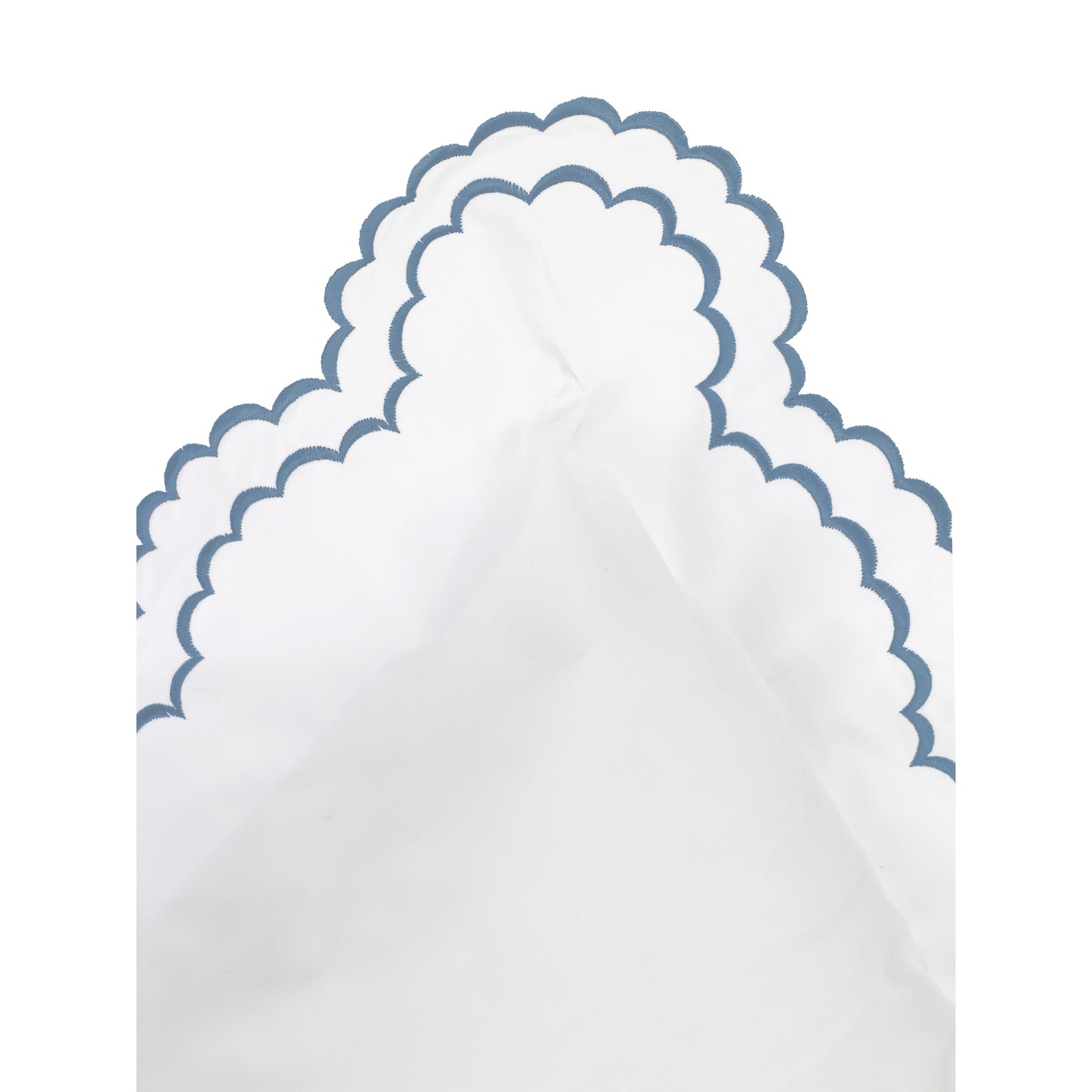 Embroidered Percale Crisp Cotton Double Scallopier Duvet Set and Sham