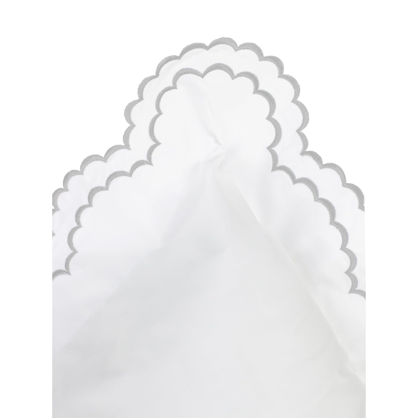 Embroidered Percale Crisp Cotton Double Scallopier Duvet Set and Sham