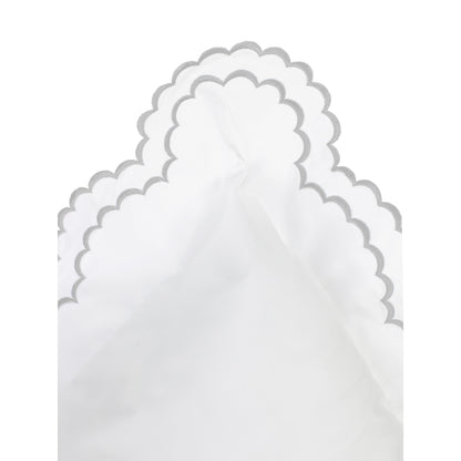 Embroidered Percale Crisp Cotton Double Scallopier Duvet Set and Sham