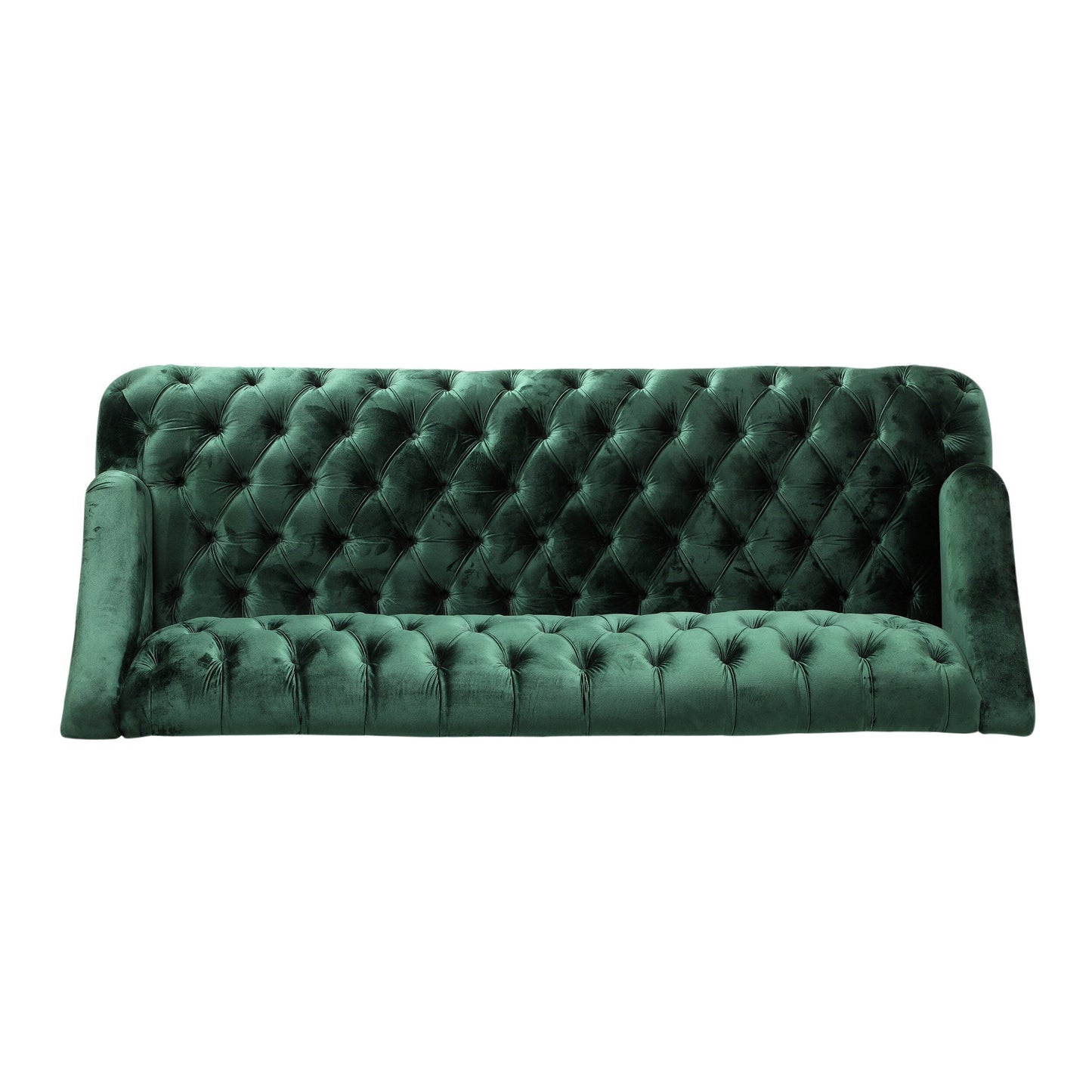 Emerald Button Tufted 3-seater Sofa with Birch Wood Legs