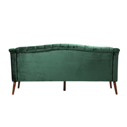 Emerald Button Tufted 3-seater Sofa with Birch Wood Legs