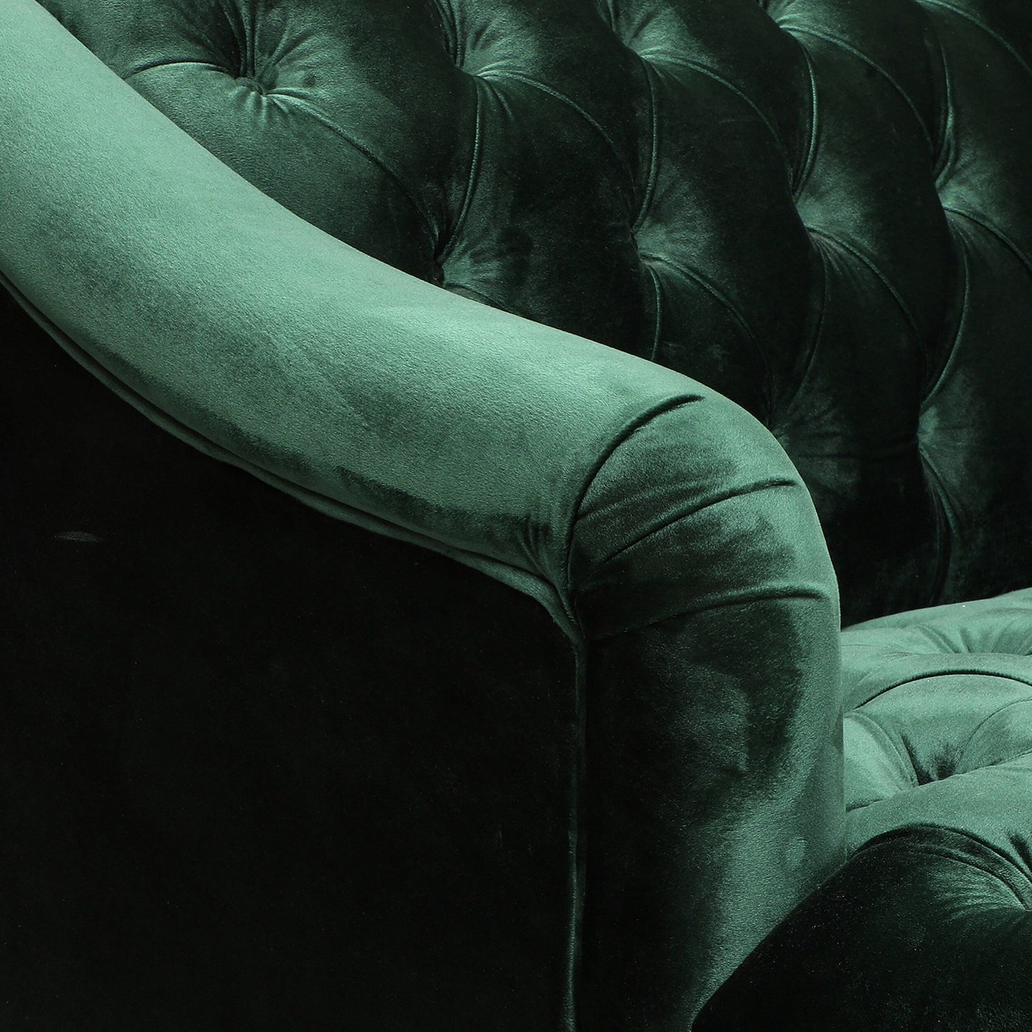 Emerald Button Tufted 3-seater Sofa with Birch Wood Legs