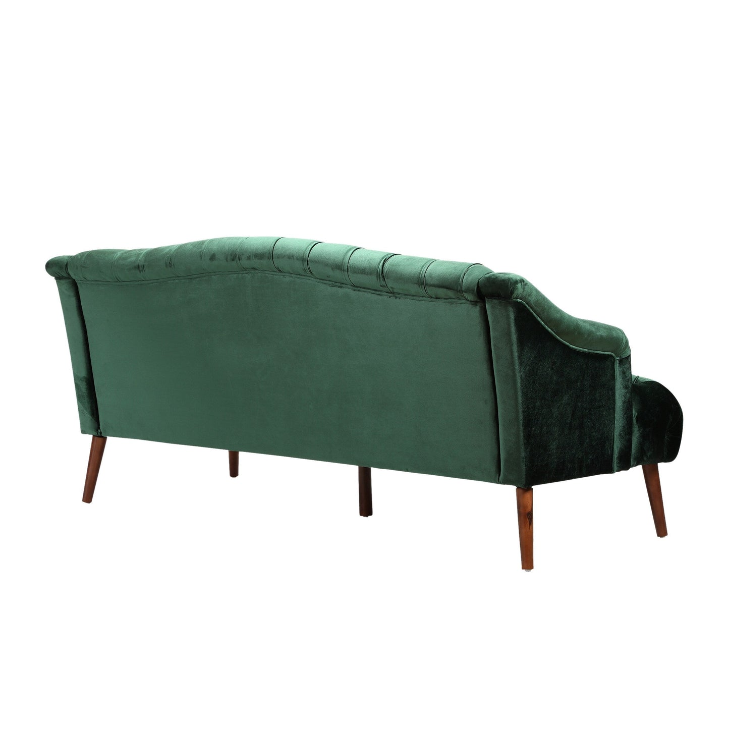 Emerald Button Tufted 3-seater Sofa with Birch Wood Legs