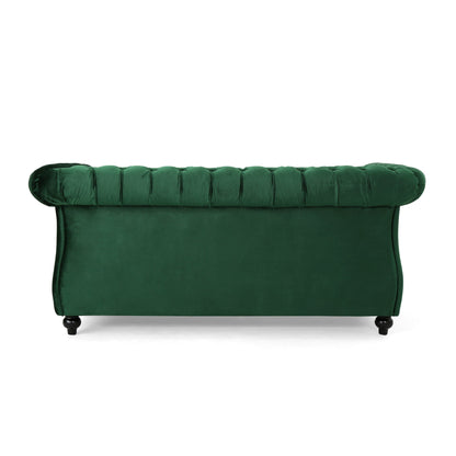 Emerald Chesterfield Loveseat Button Tufted Sofa with Nailheads