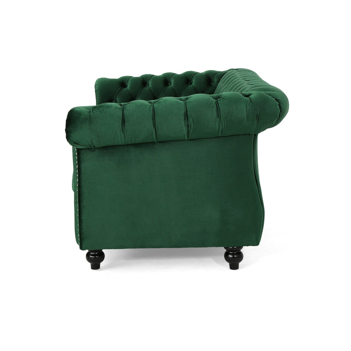 Emerald Chesterfield Loveseat Button Tufted Sofa with Nailheads