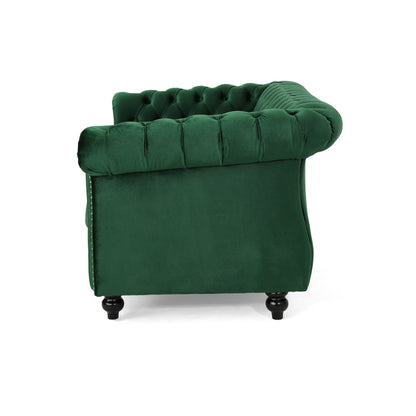 Emerald Chesterfield Loveseat Button Tufted Sofa with Nailheads