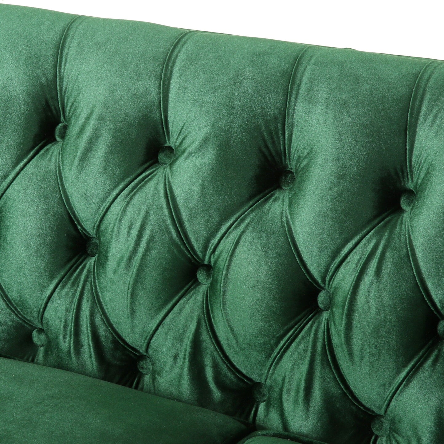Emerald Loveseat Button Tufted Sofa with Wood Legs