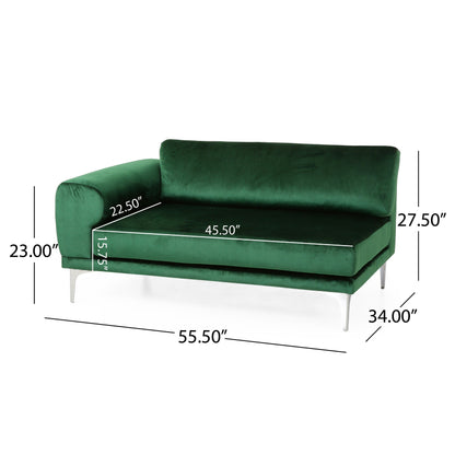 Emerald Modern 111 Velvet 4 Seat Sofa with Metal Legs and Sturdy Wood Framefor Living Room