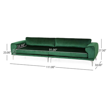 Emerald Modern 111 Velvet 4 Seat Sofa with Metal Legs and Sturdy Wood Framefor Living Room