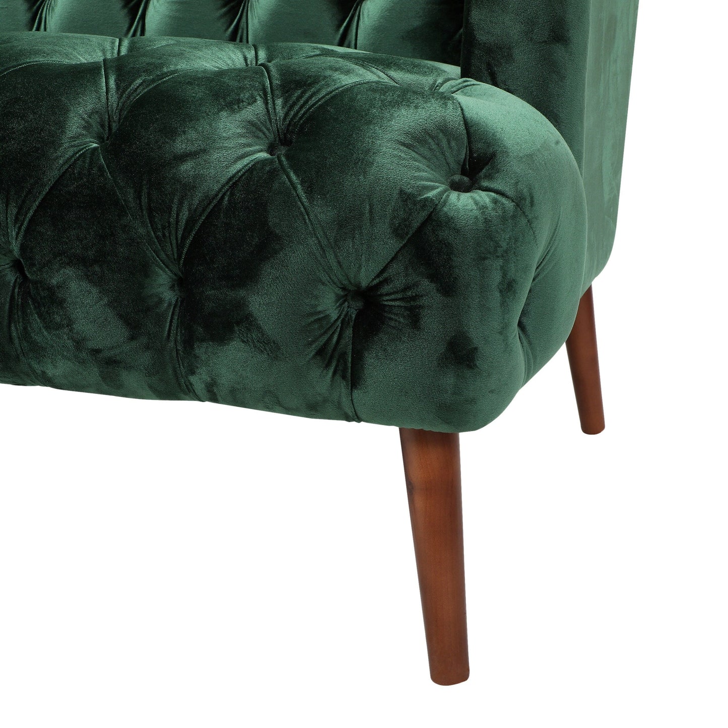 Emerald Modern 73.25 Button Tufted 3-seater Sofa with Birch Wood Legs for Living Room