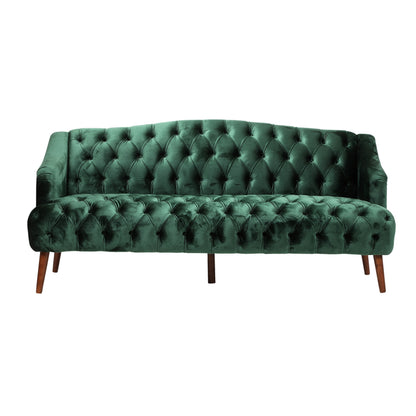 Emerald Modern 73.25 Button Tufted 3-seater Sofa with Birch Wood Legs for Living Room