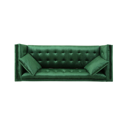 Emerald Modern 86.75 Velvet 3-seater Sofa with Pillows and Sturdy Frame for Living Room
