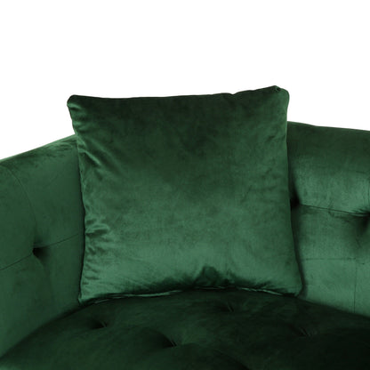 Emerald Velvet 3-seater Sofa with Pillows and Sturdy Frame